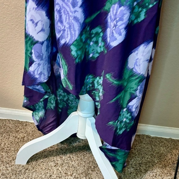 NWT Floral Dress Medium by A New Day Rich Purple Abstract Floral Hi-Low Ruched - Picture 11 of 16